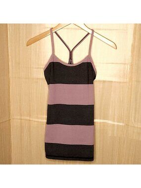Lululemon Purple Grey Striped Strappy Tunic Tank Top XS